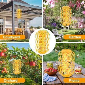 4 Pack Upgraded Wasp Trap Outdoor Hanging, Carpenter Bee and Hornet Catcher,